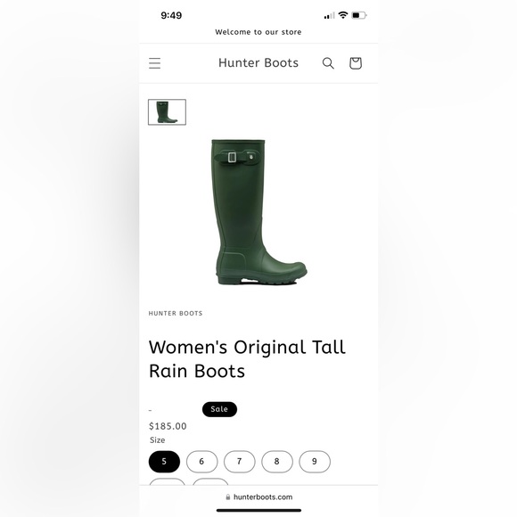 New women’s Hunter tall black rain boots w/ socks - Picture 2 of 15